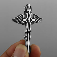 Goth Angel Wings Cross-Motif Necklace