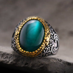 Goth Green Gem Stone Ring