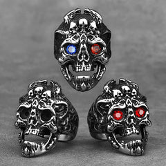 Goth Ruby-Eyed Skull-Motif Ring