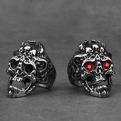 Goth Ruby-Eyed Skull-Motif Ring