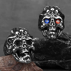 Goth Ruby-Eyed Skull-Motif Ring