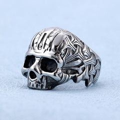 Unisex Gothic Weave Skull-Motif Ring