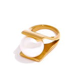 Elegant Imitation Pearl Mount Ring