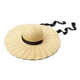 Calla Shell Shape Large Brim Ribbon Straw Hat