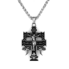 Heavy Double Cross-Motif Necklace