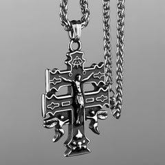 Heavy Double Cross-Motif Necklace