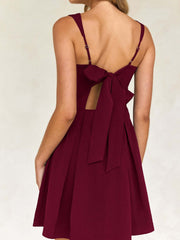 Short Sleeveless Party Dress with Back Bow