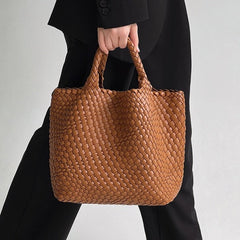 Ibiza Faux Leather Woven Tote - 21 Colors