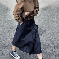 Jamesina Asymmetric Wrap Pinstripe Maxi Skirt