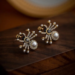 Lilith Vintage Pearl Spider Stud Earrings