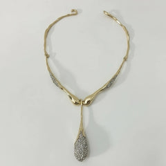 Lyra Sculptural Crystal Water Drop Pendant Collar Necklace