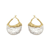 Meera Sculpted Pearl Drop Hoop Earrings