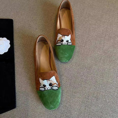 Mila Peekaboo Cat Suede Loafers
