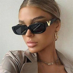 Mira V Embossed Rectangle Sunglasses