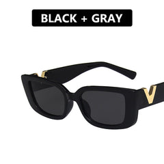 Mira V Embossed Rectangle Sunglasses