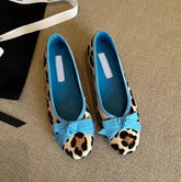 Nabie Leopard Bow Knot Suede Ballet Flats