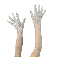 Noelia Luxe Rhinestones Mesh Gloves