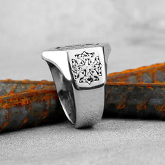Nordic Pattern Rune Hexagon Ring