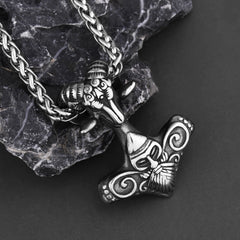 Nordic Viking Head Necklace