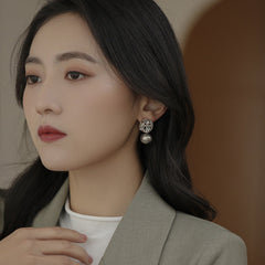 Diamond Gray Pearl Earrings For Women