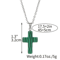 Natural Stone Agate Stone Cross Pendant Necklace