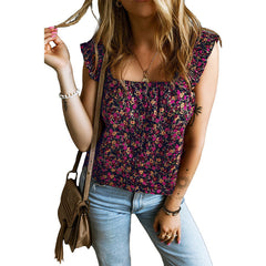 Floral Short Vest Ruffles