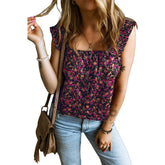 Floral Short Vest Ruffles