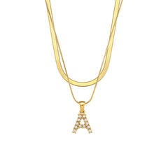 Double-layer Chain Pearl Pendant Necklace
