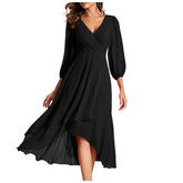 V-neck Long-sleeved Dress Loose Party Evening Dress