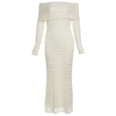Amazon Elegant Socialite Style Elegant Off-Shoulder Lace Dress