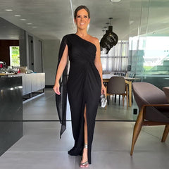 Solid Color Raglan Sleeve Split Dress