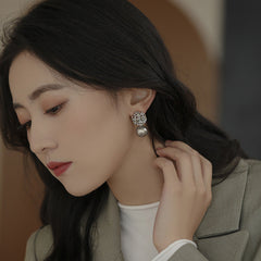 Diamond Gray Pearl Earrings For Women