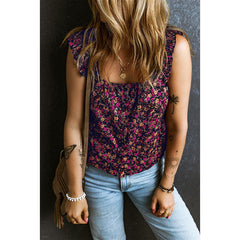 Floral Short Vest Ruffles