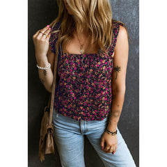 Floral Short Vest Ruffles