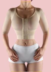 Strapless top with middle sleeve breasted hood