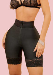 1537 Double Compression Butt Lifter Zipper Shorts High Waisted Seamless Hip Enhancer