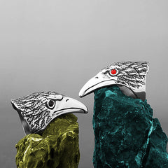 Red and Black Eyed Eagle Ring
