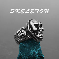 Rock Skull-Figure Design Ring