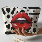 Cowhide Red LIps Print Cosmetic Pouch