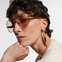 Brixton Metallic Temple Aviator Sunglasses