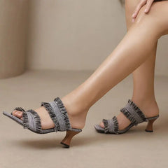 Sienna Tassel Fringe Mule Sandals
