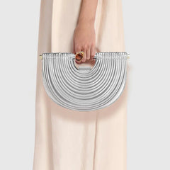 Pamela Metallic Sculpted Crescent Shoulder Bag