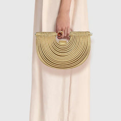 Pamela Metallic Sculpted Crescent Shoulder Bag