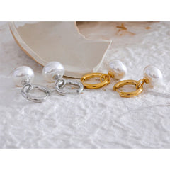 Miho Pearls Drop Golden Hoop Earrings