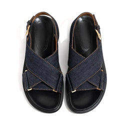 Olive Dark Denim Upper Sling Back Sandals - 39 (US 7.5) SALE