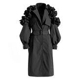Octavia Ruffle Applique Trench Coats
