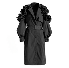 Octavia Ruffle Applique Trench Coats