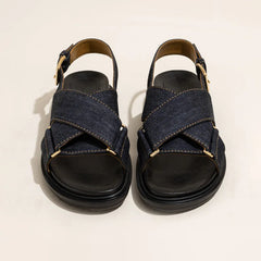 Olive Dark Denim Upper Sling Back Sandals - 39 (US 7.5) SALE