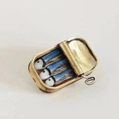 Fun Enamel Canned Sardine Ring Necklace
