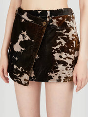 Paloma Cowhide Prints Velour Wrap Mini Skirts